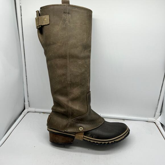 Sorel Slimpack Tall Leather Boots Womens 8 Riding Duck Snow Winter - Picture 1 of 11